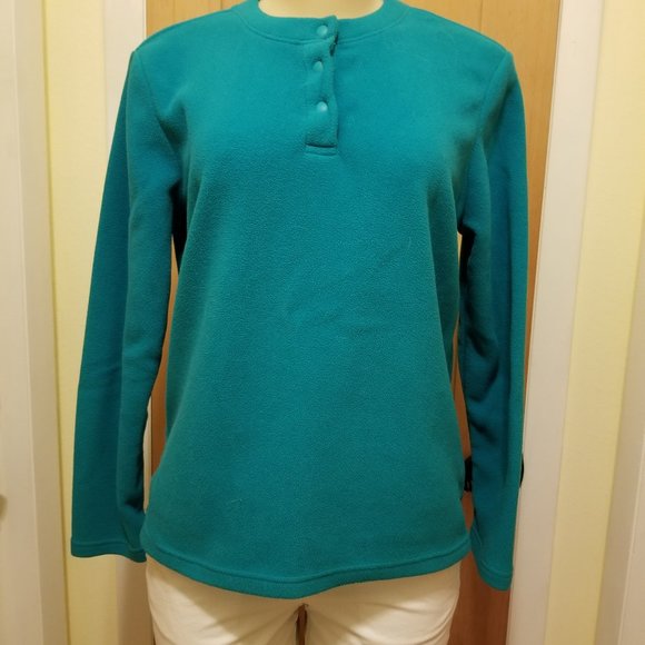 Lands End Fleece Henley Top Size S/P - Picture 1 of 4